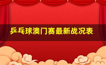 乒乓球澳门赛最新战况表