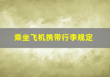 乘坐飞机携带行李规定