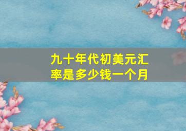 九十年代初美元汇率是多少钱一个月