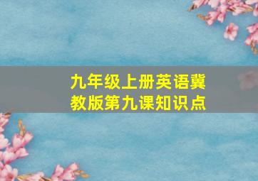 九年级上册英语冀教版第九课知识点