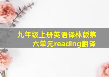 九年级上册英语译林版第六单元reading翻译