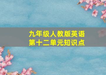 九年级人教版英语第十二单元知识点