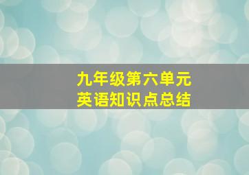 九年级第六单元英语知识点总结