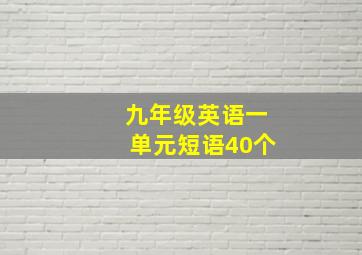 九年级英语一单元短语40个