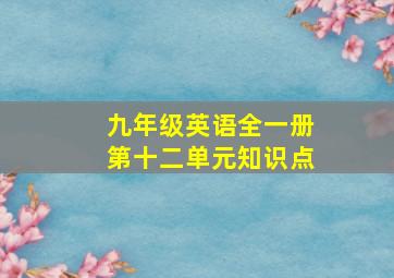 九年级英语全一册第十二单元知识点