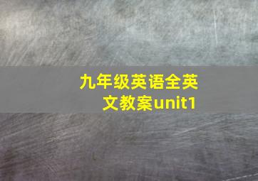 九年级英语全英文教案unit1