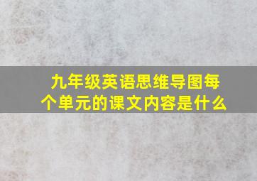 九年级英语思维导图每个单元的课文内容是什么