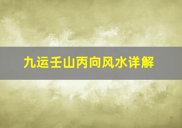 九运壬山丙向风水详解