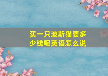 买一只波斯猫要多少钱呢英语怎么说