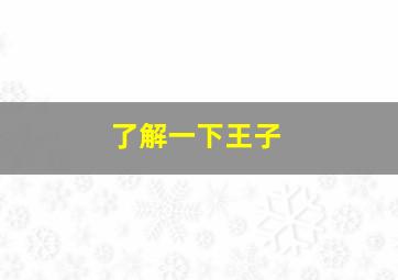 了解一下王子