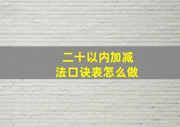 二十以内加减法口诀表怎么做