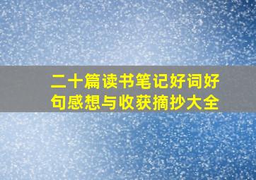 二十篇读书笔记好词好句感想与收获摘抄大全