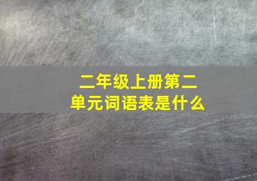 二年级上册第二单元词语表是什么