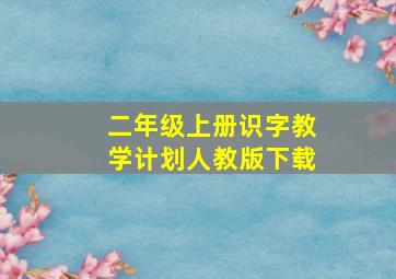 二年级上册识字教学计划人教版下载