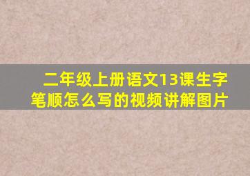 二年级上册语文13课生字笔顺怎么写的视频讲解图片