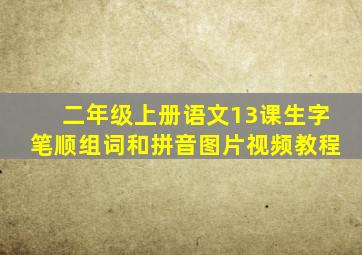 二年级上册语文13课生字笔顺组词和拼音图片视频教程