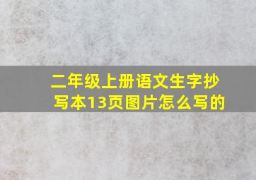 二年级上册语文生字抄写本13页图片怎么写的