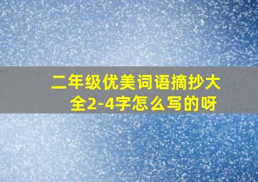 二年级优美词语摘抄大全2-4字怎么写的呀