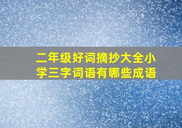 二年级好词摘抄大全小学三字词语有哪些成语