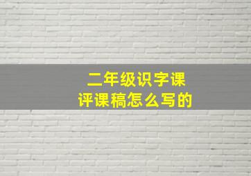 二年级识字课评课稿怎么写的