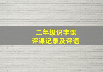 二年级识字课评课记录及评语