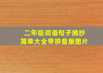 二年级词语句子摘抄简单大全带拼音版图片