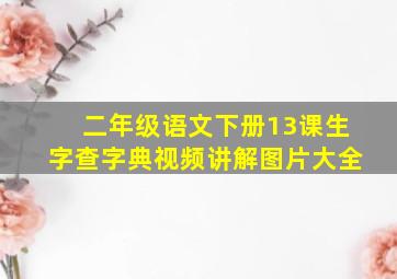 二年级语文下册13课生字查字典视频讲解图片大全