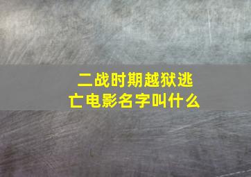 二战时期越狱逃亡电影名字叫什么