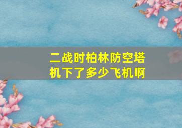 二战时柏林防空塔机下了多少飞机啊