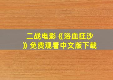 二战电影《浴血狂沙》免费观看中文版下载