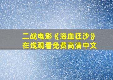 二战电影《浴血狂沙》在线观看免费高清中文