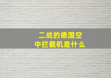 二战的德国空中拦截机是什么