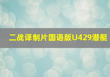 二战译制片国语版U429潜艇