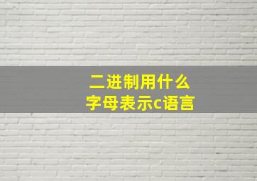 二进制用什么字母表示c语言