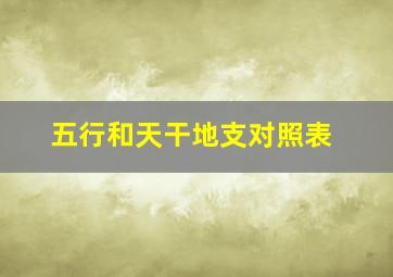 五行和天干地支对照表