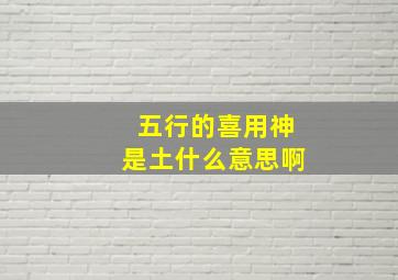 五行的喜用神是土什么意思啊