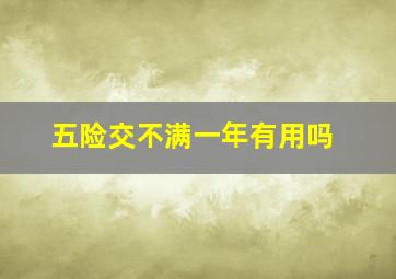 五险交不满一年有用吗