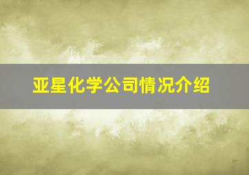 亚星化学公司情况介绍