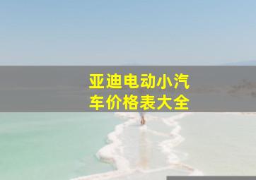 亚迪电动小汽车价格表大全