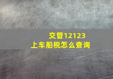 交管12123上车船税怎么查询