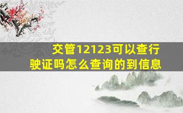 交管12123可以查行驶证吗怎么查询的到信息