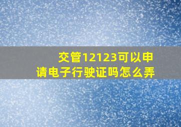 交管12123可以申请电子行驶证吗怎么弄