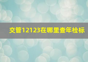 交管12123在哪里查年检标