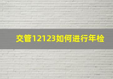 交管12123如何进行年检