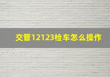 交管12123检车怎么操作