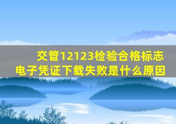 交管12123检验合格标志电子凭证下载失败是什么原因