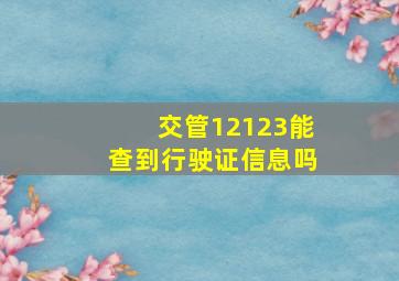 交管12123能查到行驶证信息吗