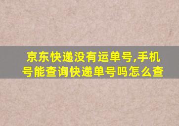 京东快递没有运单号,手机号能查询快递单号吗怎么查