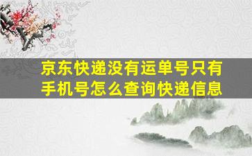 京东快递没有运单号只有手机号怎么查询快递信息