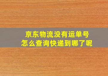 京东物流没有运单号怎么查询快递到哪了呢